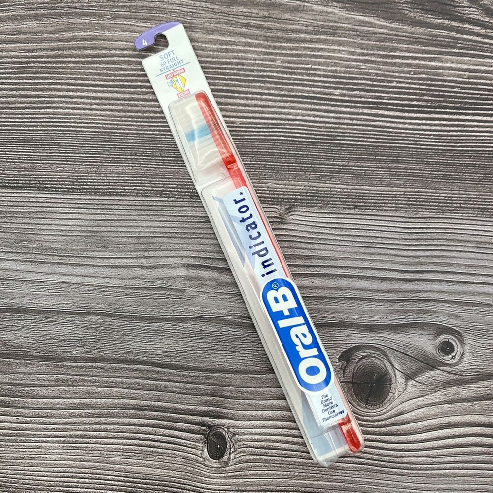 VTG Oral-B P-60 Toothbrush 1998 USA Soft End-Round Bristles 4-ROW 8in TALL RED